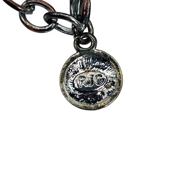 Robert J Graziano Chunky Faux Turquois And Silver Tone Necklace (5804) - Picture 7 of 7